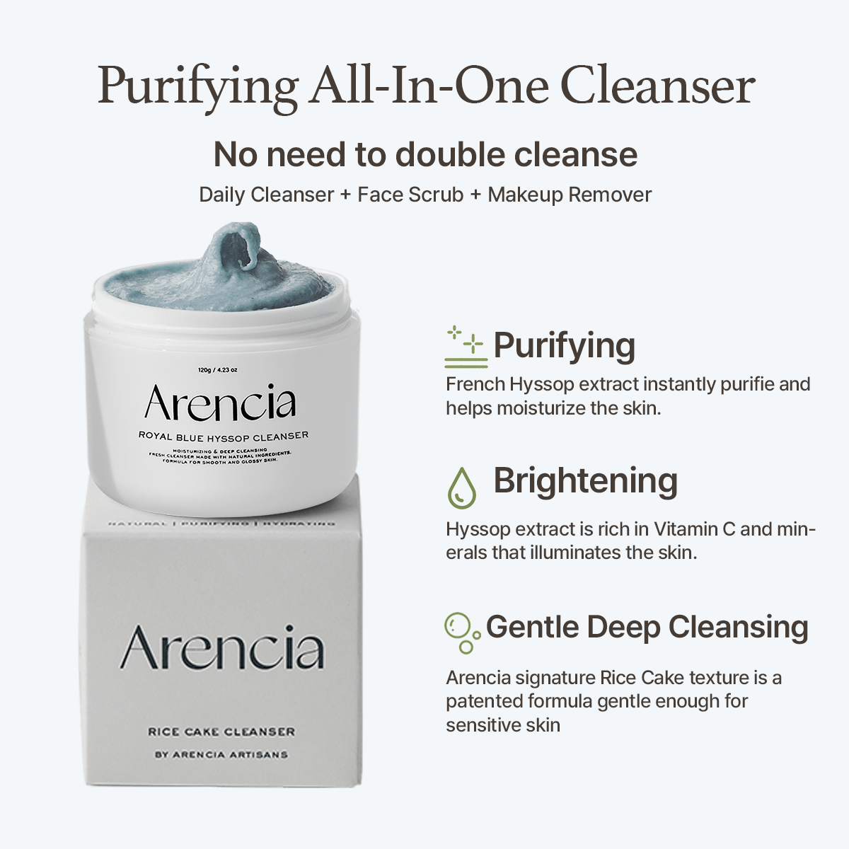 Arencia Arencia Blue Hyssop Rice Mochi Cleanser 120g