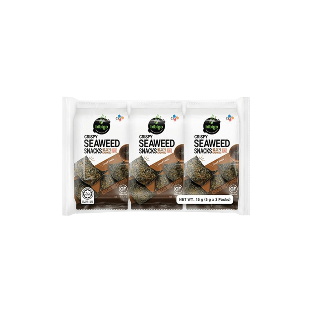 BIBIGO Snack BIBIGO Crispy Seaweed Snack Korean BBQ 5g X 3 Packs