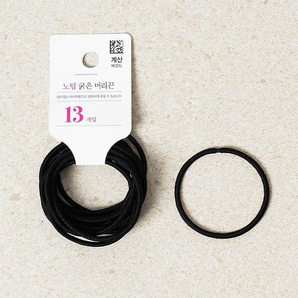 DAISO Accessories No-Tip Thin Black Hair Ties (13 Pieces)