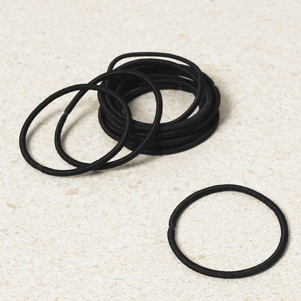 DAISO Accessories No-Tip Thin Black Hair Ties (13 Pieces)