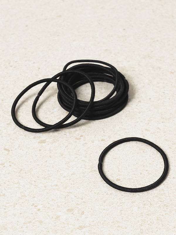 DAISO Accessories No-Tip Thin Black Hair Ties (13 Pieces)