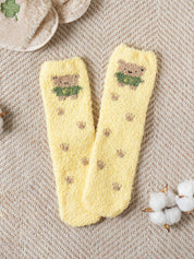 DAISO Accessories Teddy Bear Paw Print Fuzzy Socks