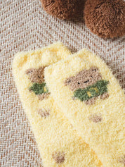 DAISO Accessories Teddy Bear Paw Print Fuzzy Socks