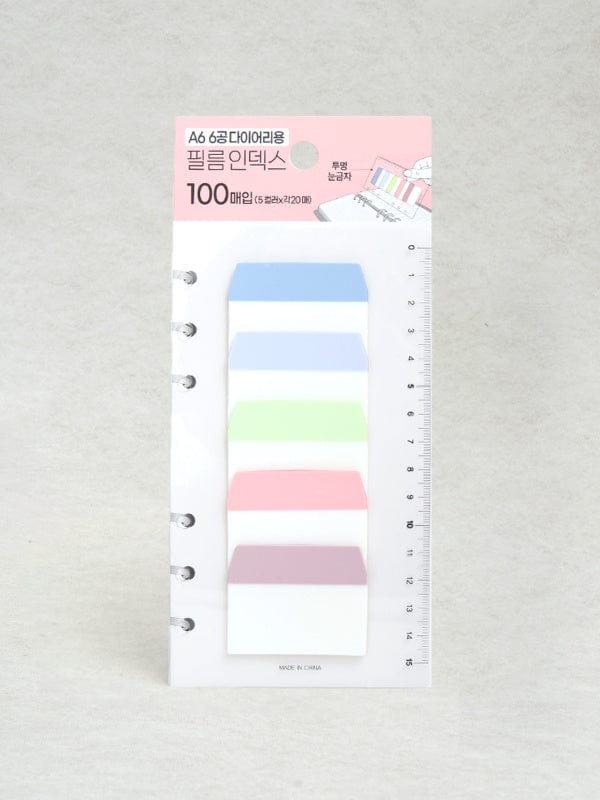 DAISO Stationery 6-Hole Binder Sticky Index Tabs (20 Sheets x 5 Colors)