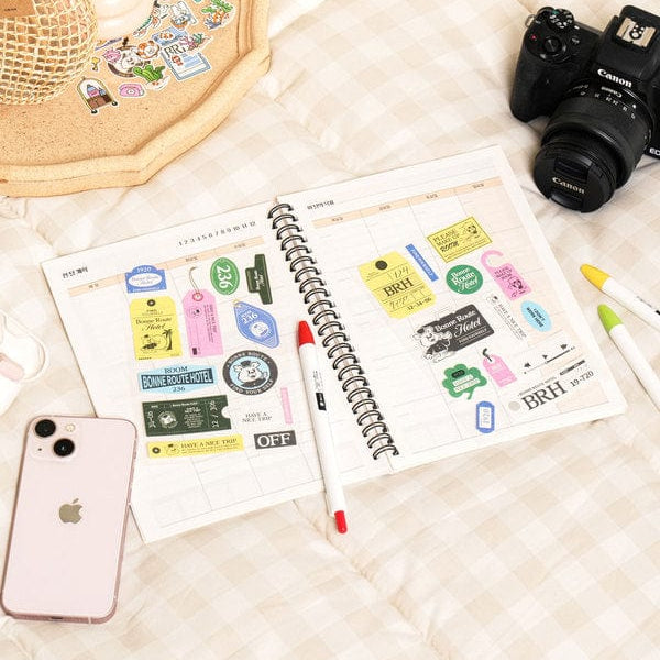 DAISO Stationery Bonne Route Hotel Vintage Sticker Set (4 Sheets)