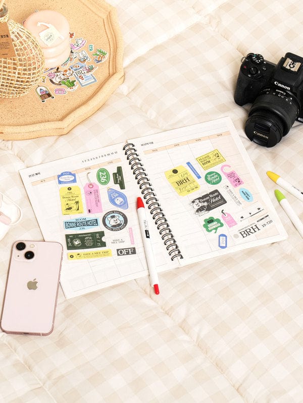 DAISO Stationery Bonne Route Hotel Vintage Sticker Set (4 Sheets)