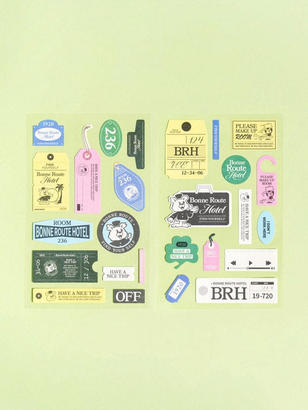 DAISO Stationery Bonne Route Hotel Vintage Sticker Set (4 Sheets)