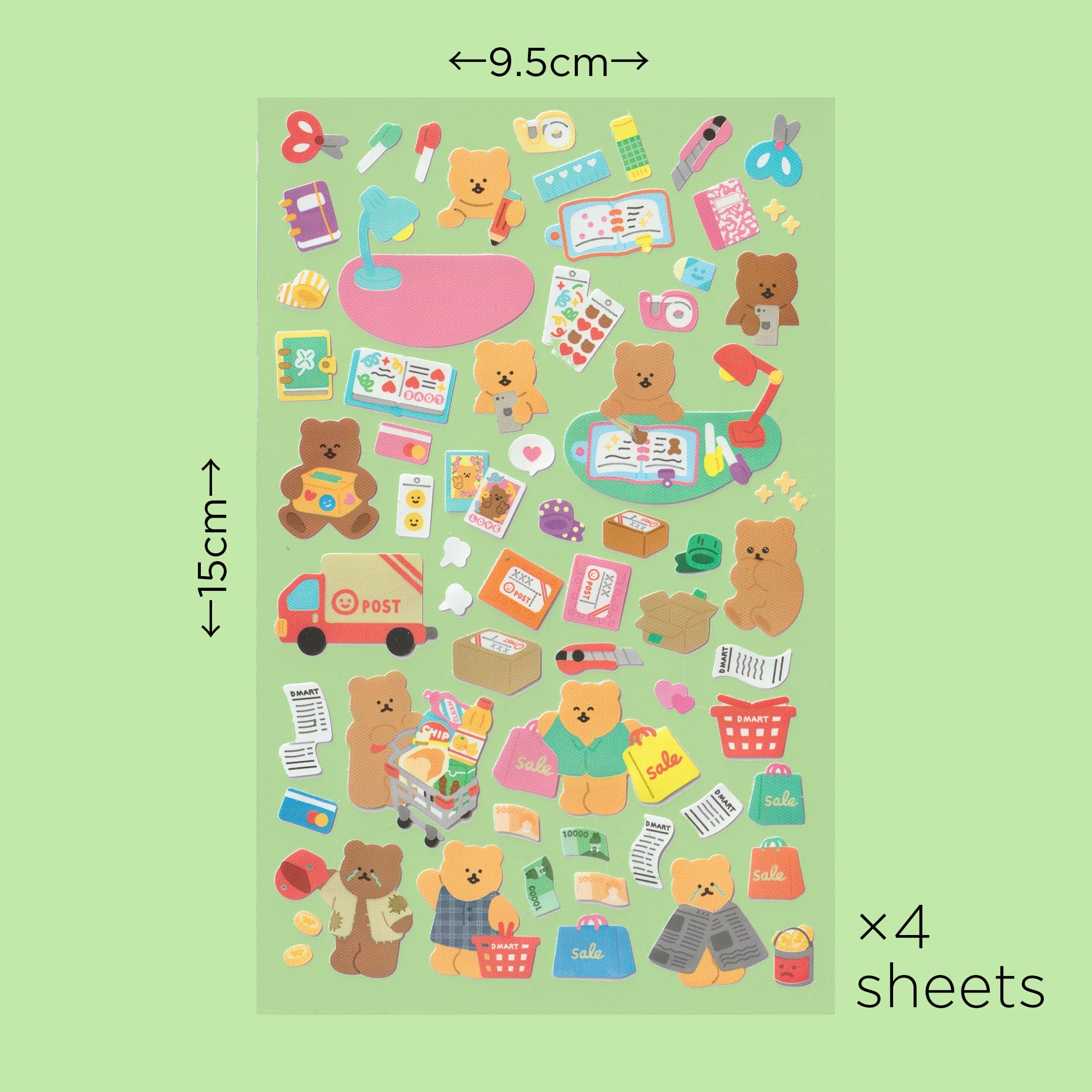 DAISO Stationery Daily Life Bear Sticker Set (4 Sheets)