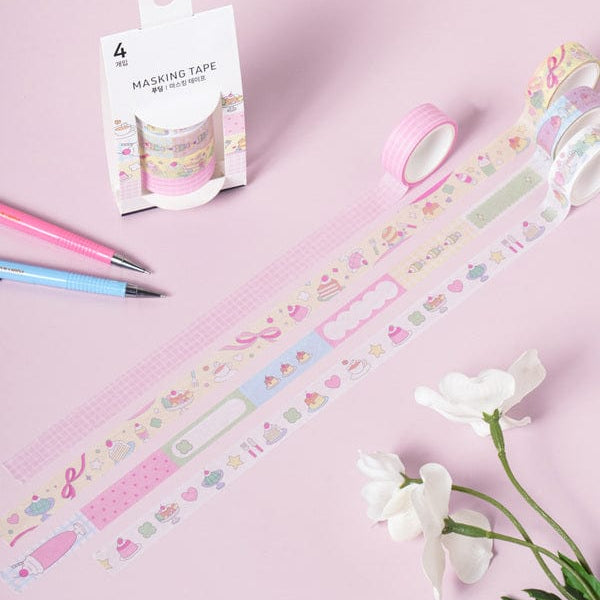 DAISO Stationery Dessert-Themed Washi Tape Set (4 Rolls)