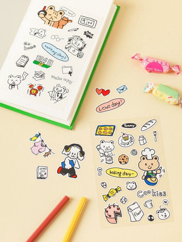 DAISO Stationery Drawing Character Sticker Pack (4 Sheets) (Copy)