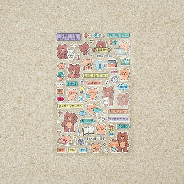 DAISO Stationery Emotional Bear Sticker Set (4 Sheets)