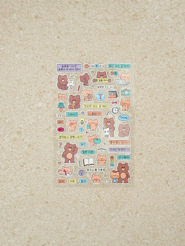 DAISO Stationery Emotional Bear Sticker Set (4 Sheets)