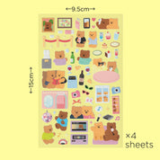 DAISO Stationery Friendship Bear Sticker Set (4 Sheets)