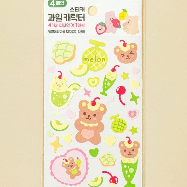 DAISO Stationery Fruit Character Sticker Set (4 Sheets)