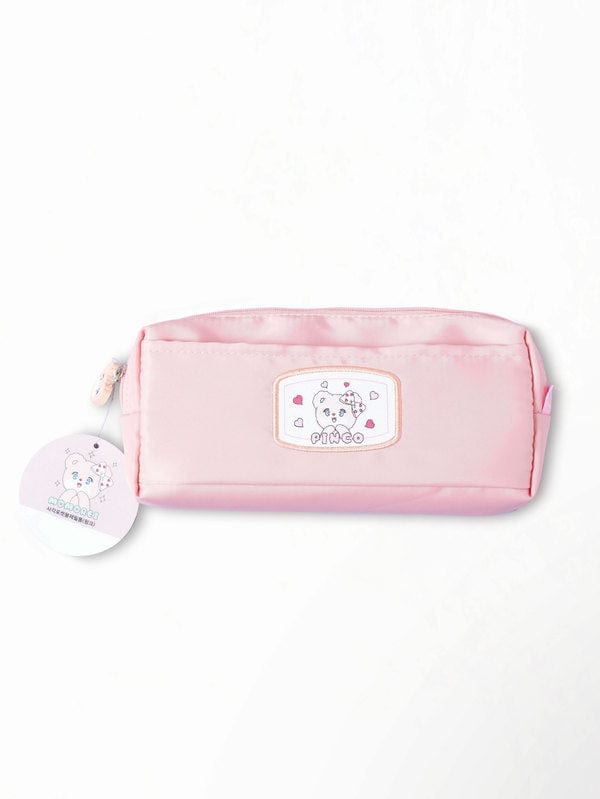 DAISO Stationery Momorei Square Pocket Plush Pencil Case in Pink