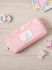 DAISO Stationery Momorei Square Pocket Plush Pencil Case in Pink