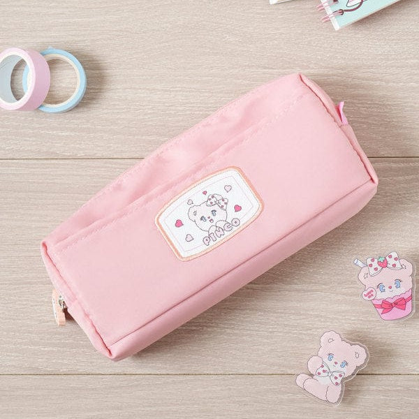 DAISO Stationery Momorei Square Pocket Plush Pencil Case in Pink