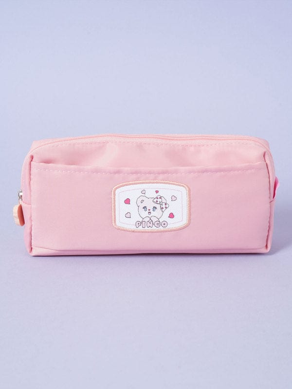 DAISO Stationery Momorei Square Pocket Plush Pencil Case in Pink