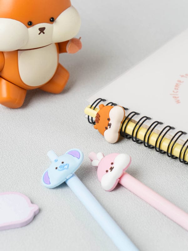 DAISO Stationery Set of 3 Character Pens with Puffy Cheeked Friends