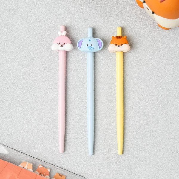 DAISO Stationery Set of 3 Character Pens with Puffy Cheeked Friends