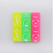 DAISO Stationery Set of 6 Fluorescent Square Erasers