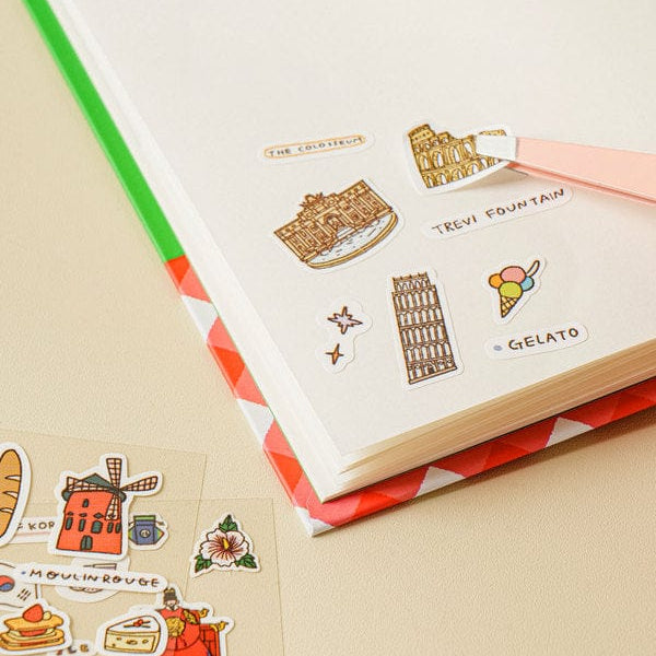 DAISO Stationery Travel-Themed Sticker Set (4 Sheets)