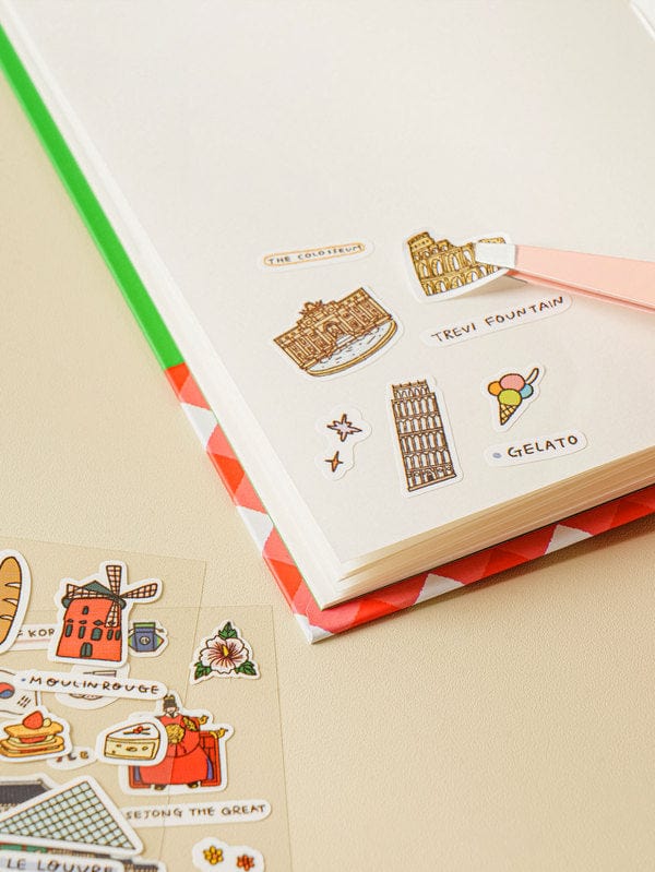 DAISO Stationery Travel-Themed Sticker Set (4 Sheets)