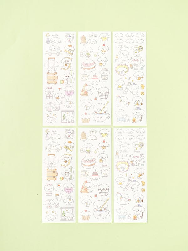 DAISO Stationery Woolly Puppy Sticker Pack (6 Sheets)