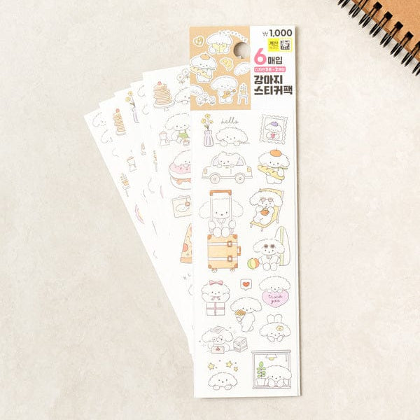 DAISO Stationery Woolly Puppy Sticker Pack (6 Sheets)