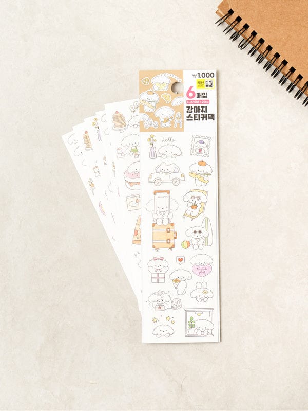 DAISO Stationery Woolly Puppy Sticker Pack (6 Sheets)