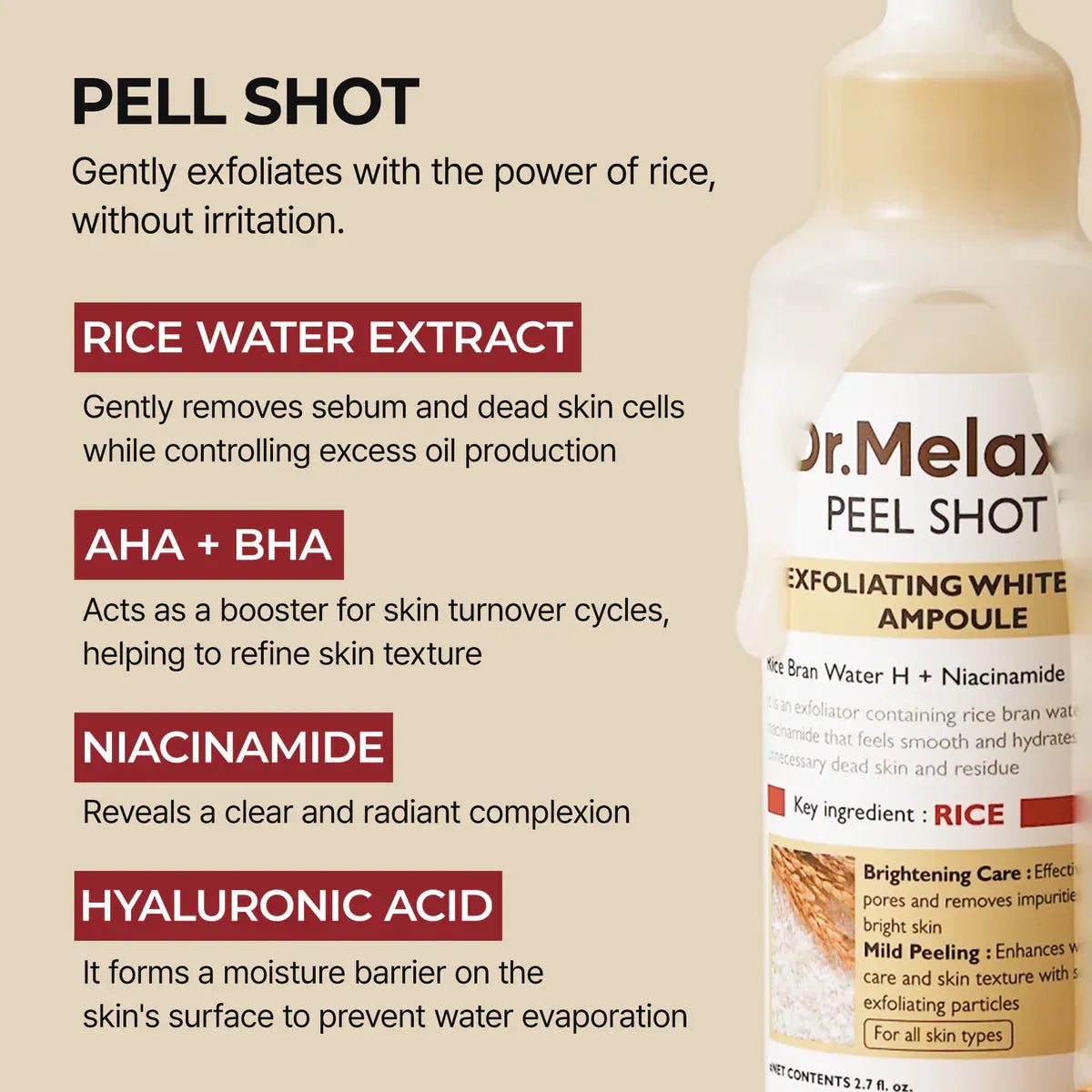 Dr. Melaxin [Dr.Melaxin] Peel Shot Exfoliating White Rice Ampoule 80ml